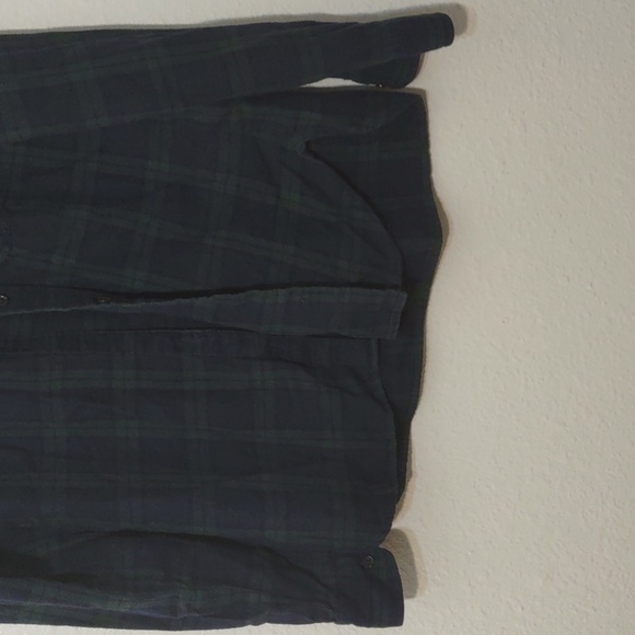 USED OLD NAVY LONG SLEEVE FLANNEL SHIRT MEN TALL M GREEN AND BLUE - Picture 6 of 7